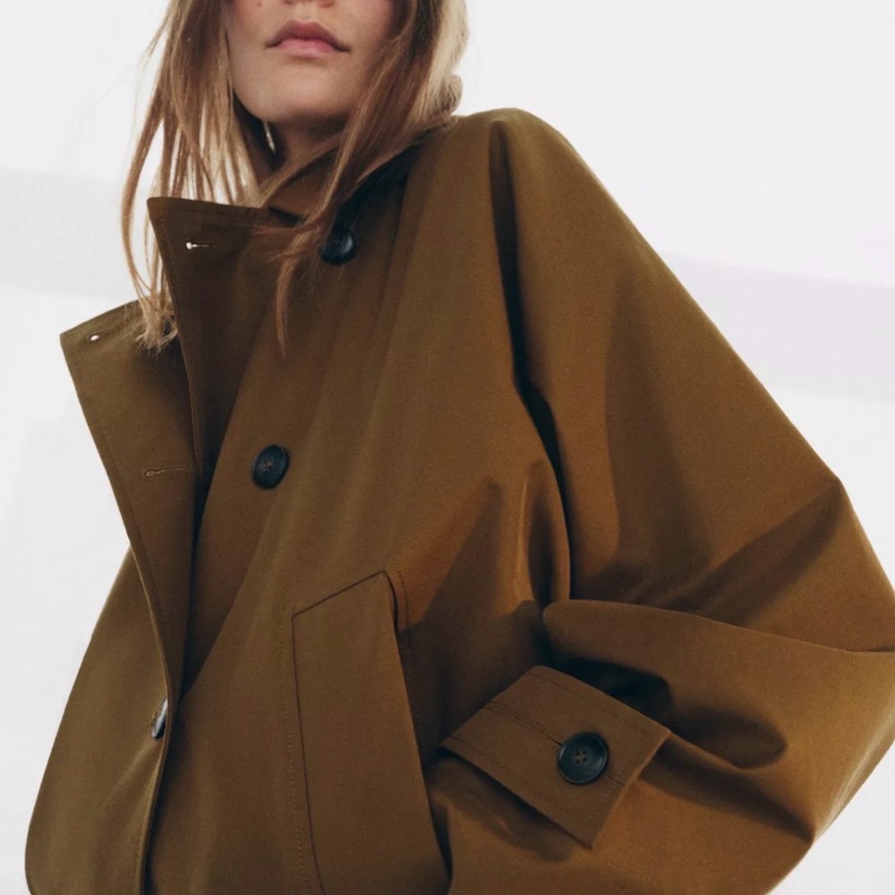 Zara Olive Trench Coat with Oversized Silhouette